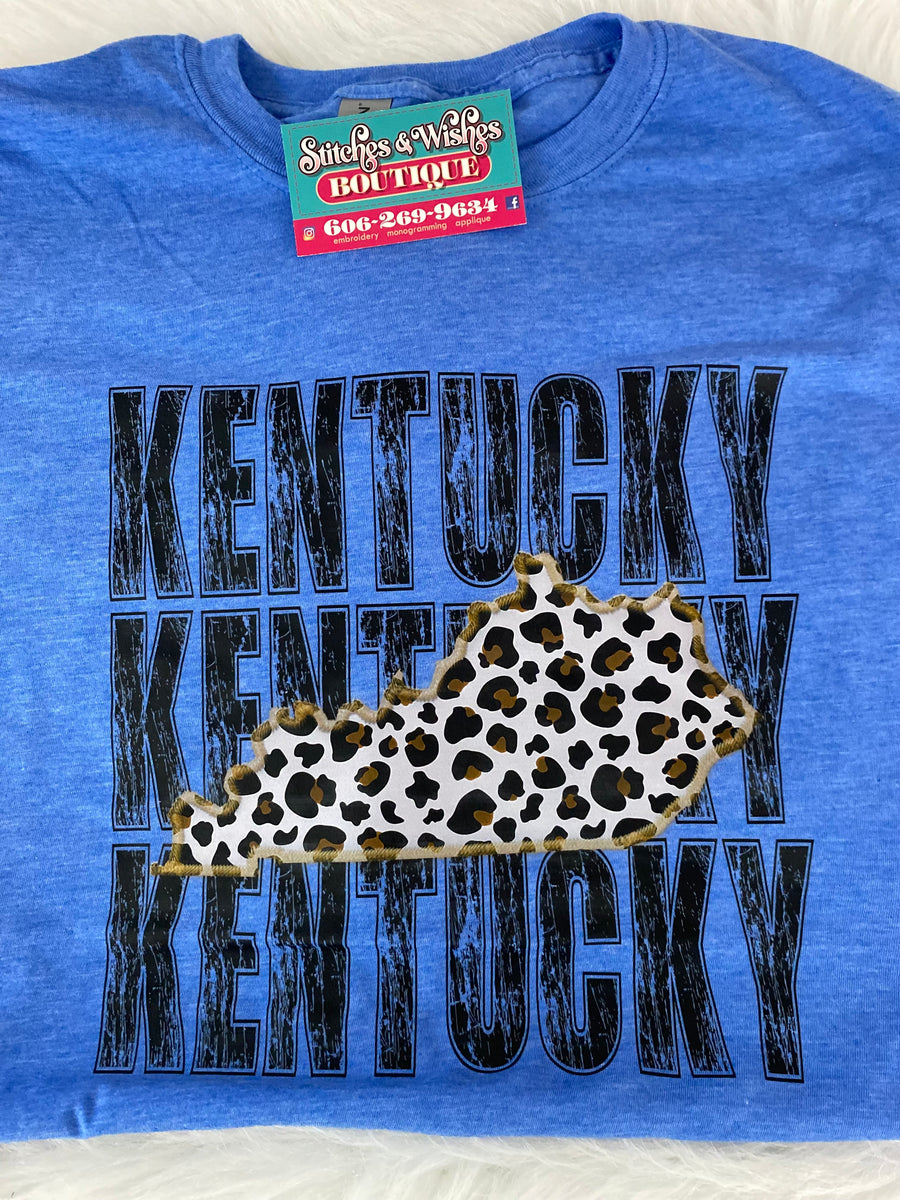 Kentucky Distressed with Cheetah Stitches and Wishes Boutique