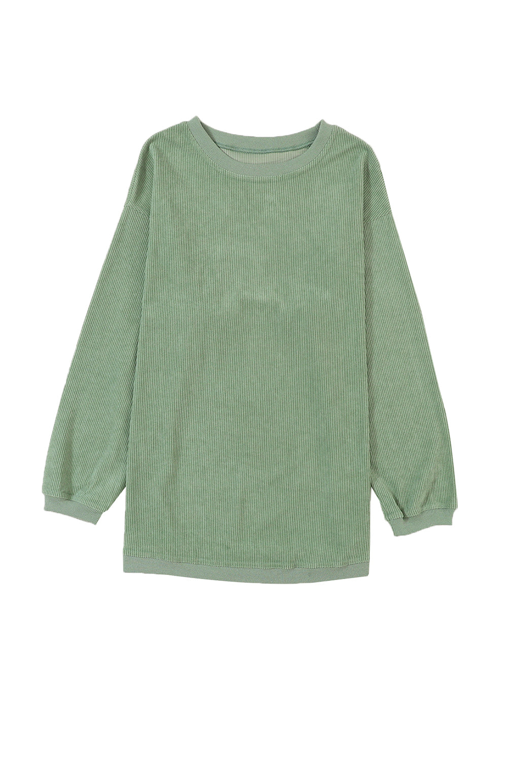 Grass Green Rib Knit Drop Shoulder Oversized Sweatshirt