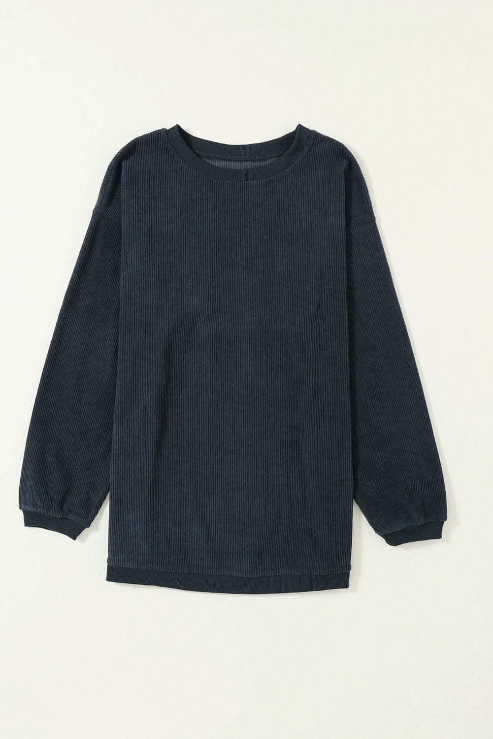 Grass Green Rib Knit Drop Shoulder Oversized Sweatshirt