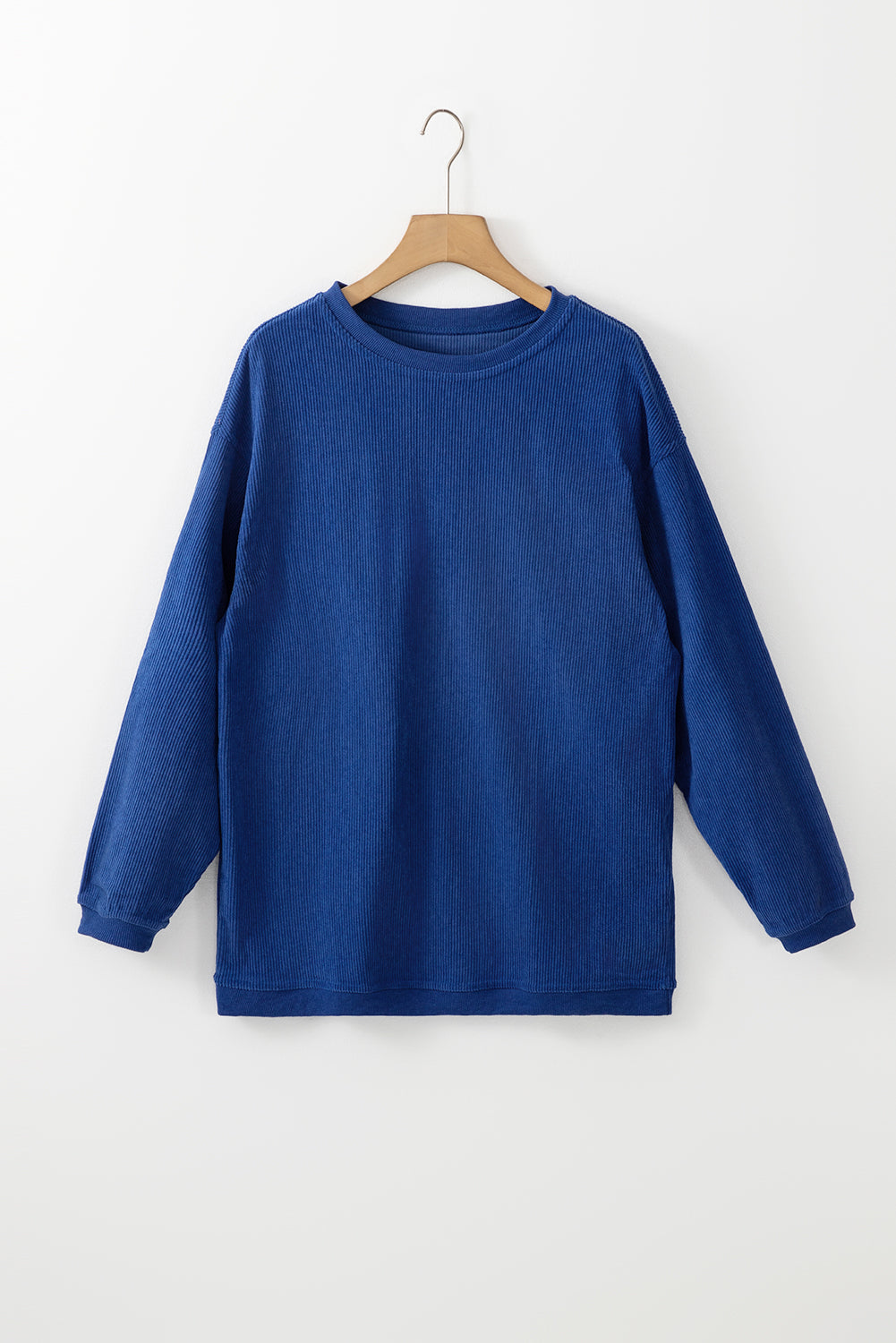 Grass Green Rib Knit Drop Shoulder Oversized Sweatshirt