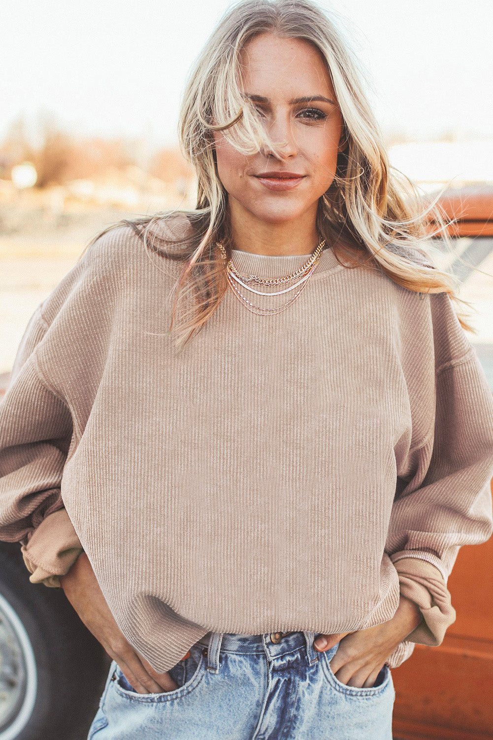 Grass Green Rib Knit Drop Shoulder Oversized Sweatshirt