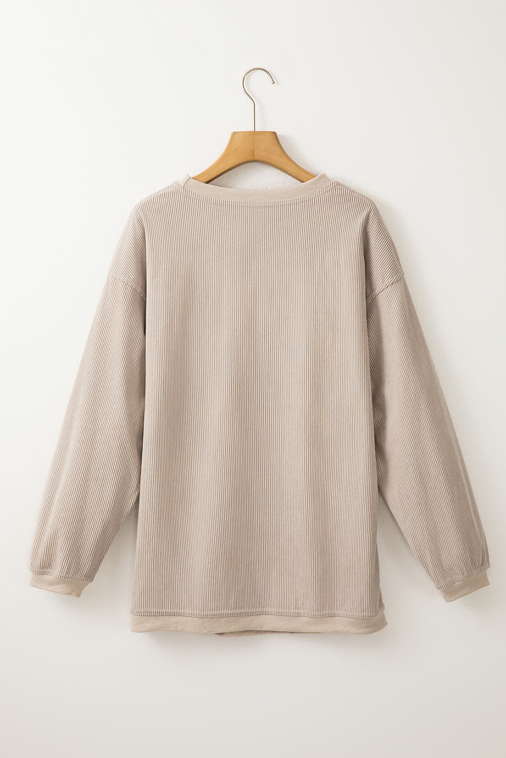 Grass Green Rib Knit Drop Shoulder Oversized Sweatshirt