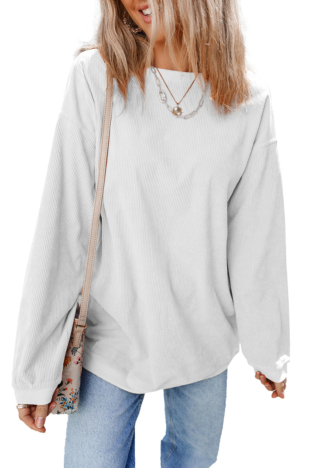 Grass Green Rib Knit Drop Shoulder Oversized Sweatshirt