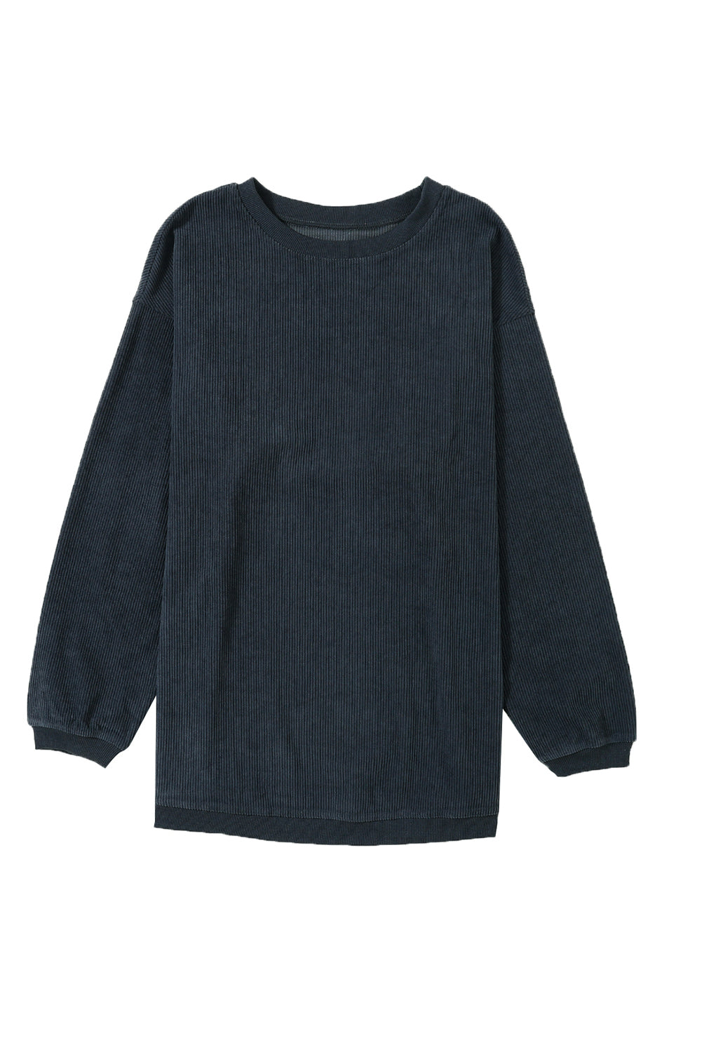 Grass Green Rib Knit Drop Shoulder Oversized Sweatshirt