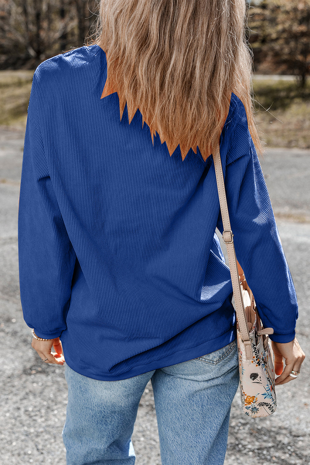 Grass Green Rib Knit Drop Shoulder Oversized Sweatshirt