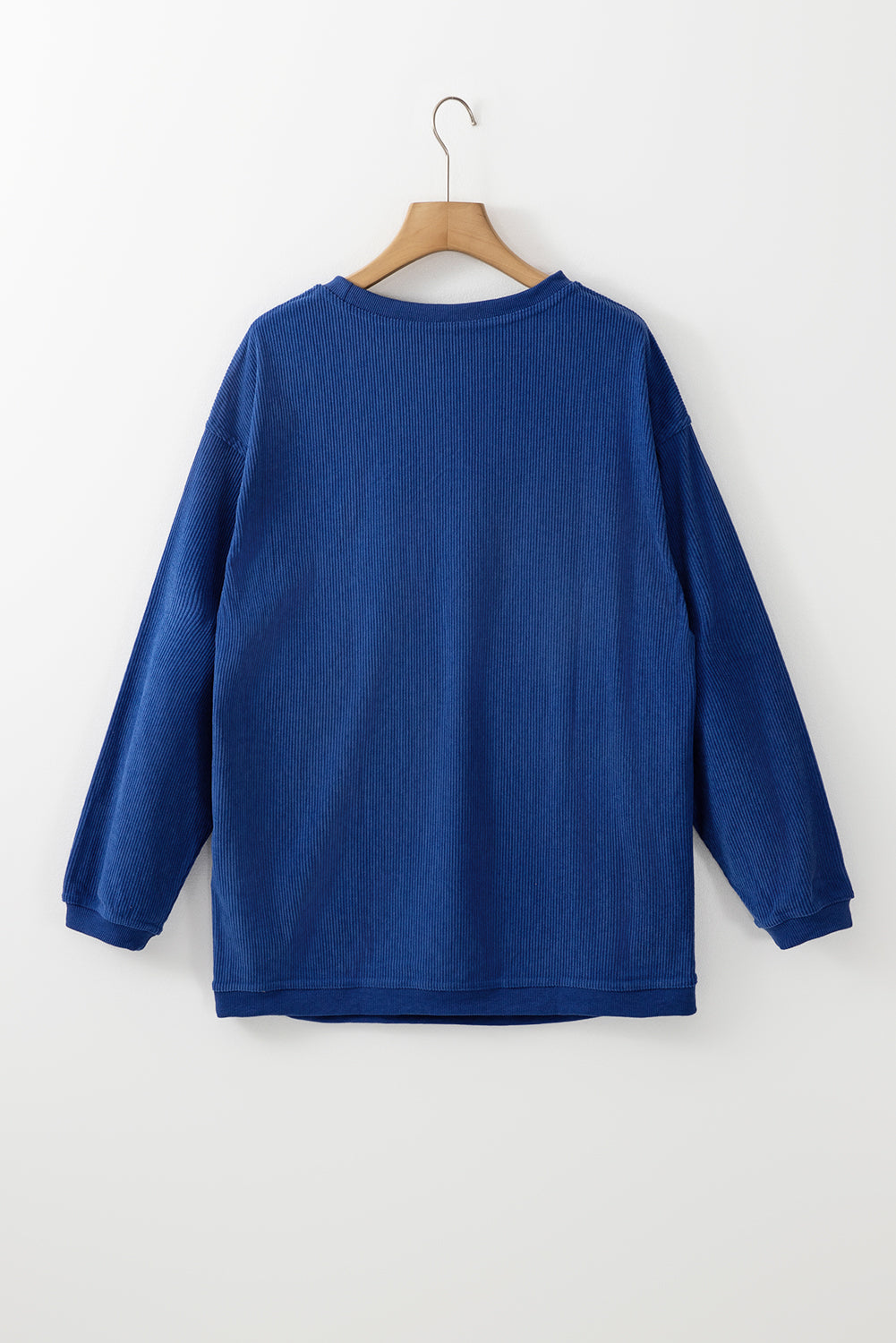 Grass Green Rib Knit Drop Shoulder Oversized Sweatshirt