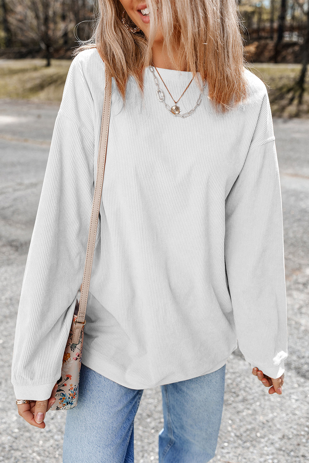 Grass Green Rib Knit Drop Shoulder Oversized Sweatshirt