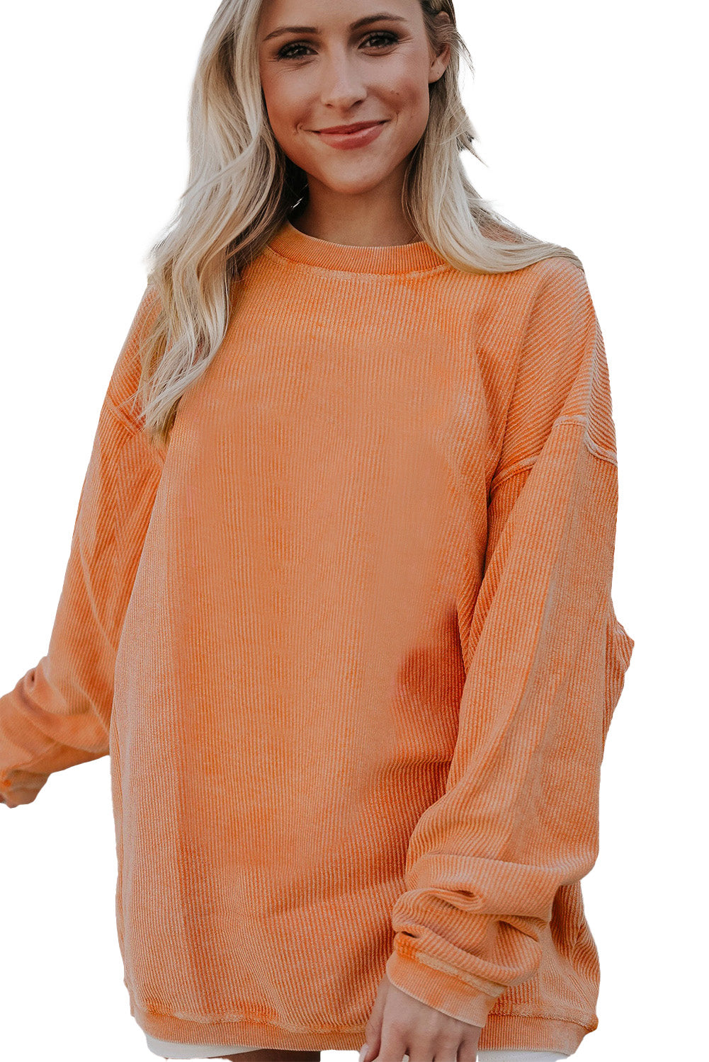 Grass Green Rib Knit Drop Shoulder Oversized Sweatshirt