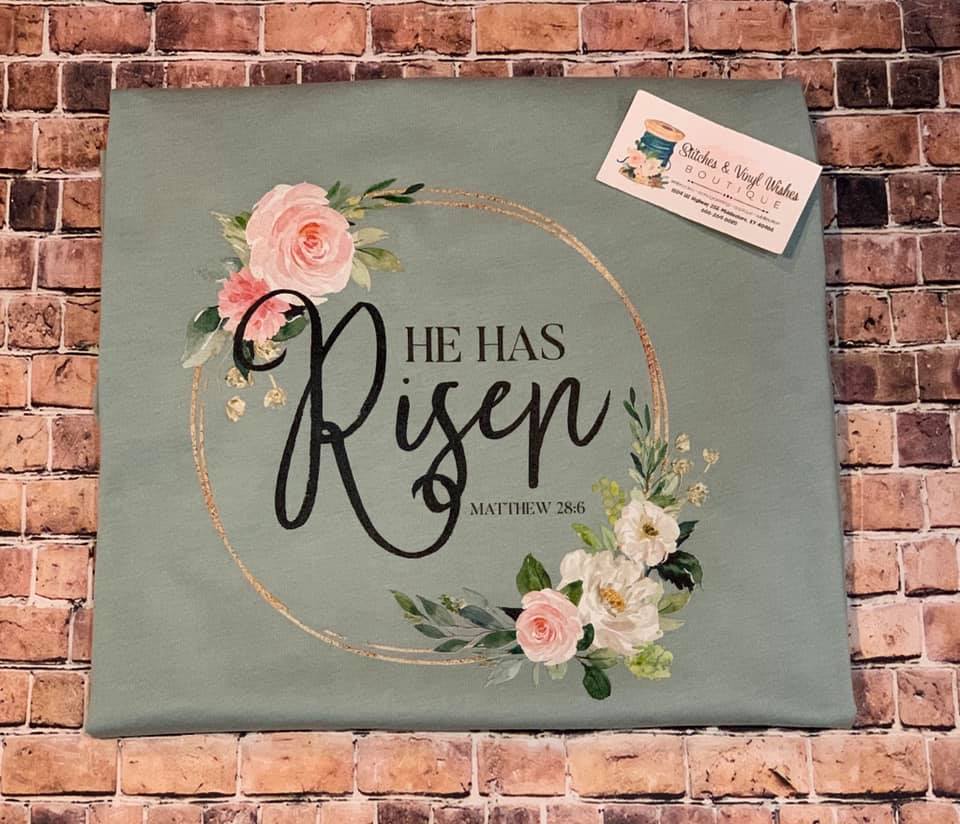 He Has Risen with Flowers Short Sleeve