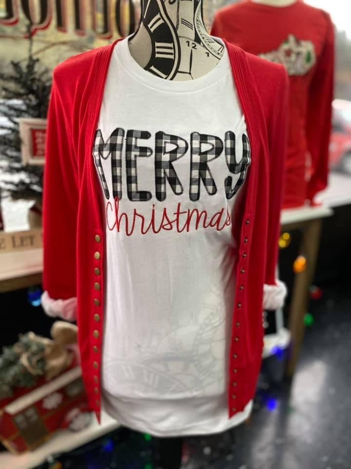 Plaid Merry Christmas Embroidery