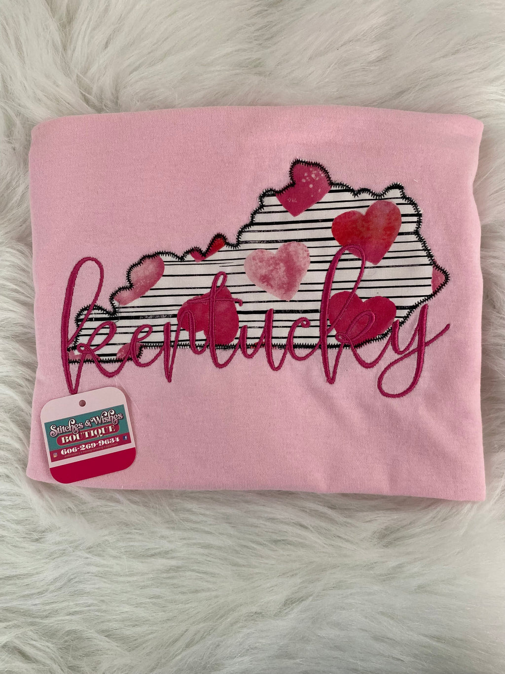 Kentucky with Hearts Embroidery