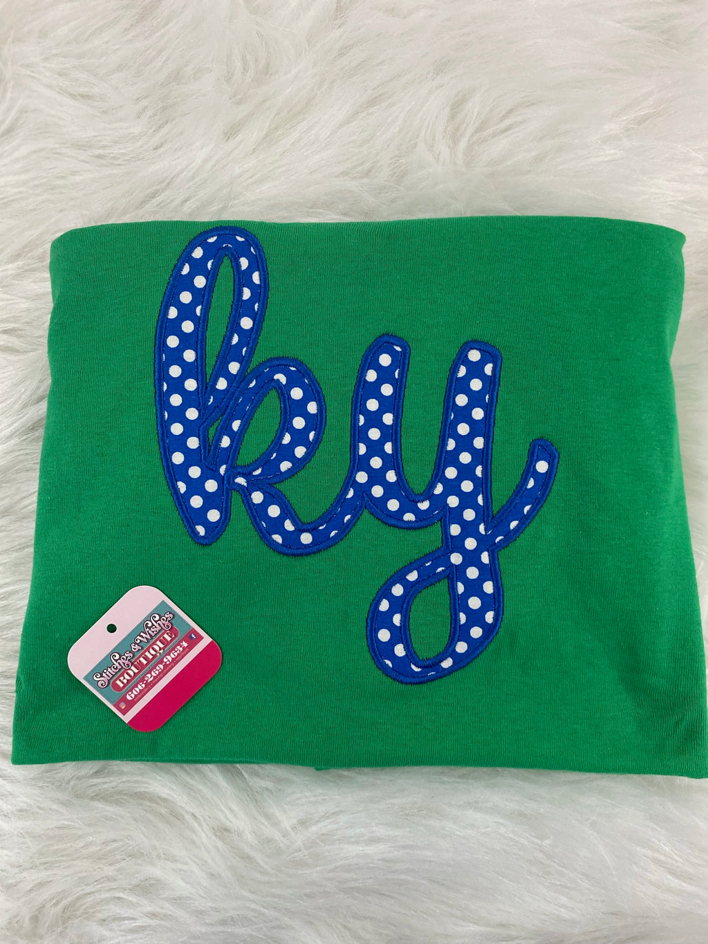 Ky with Blue Polka Dots