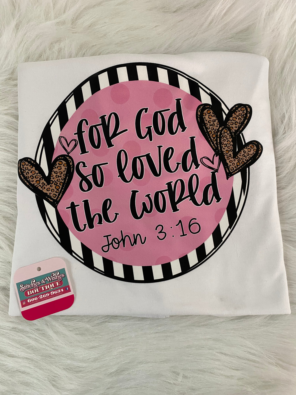 For God So Loved the World Stripes with Cheetah Heart