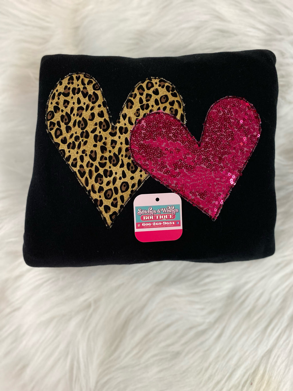 Cheetah and Pink Heart Embroidery