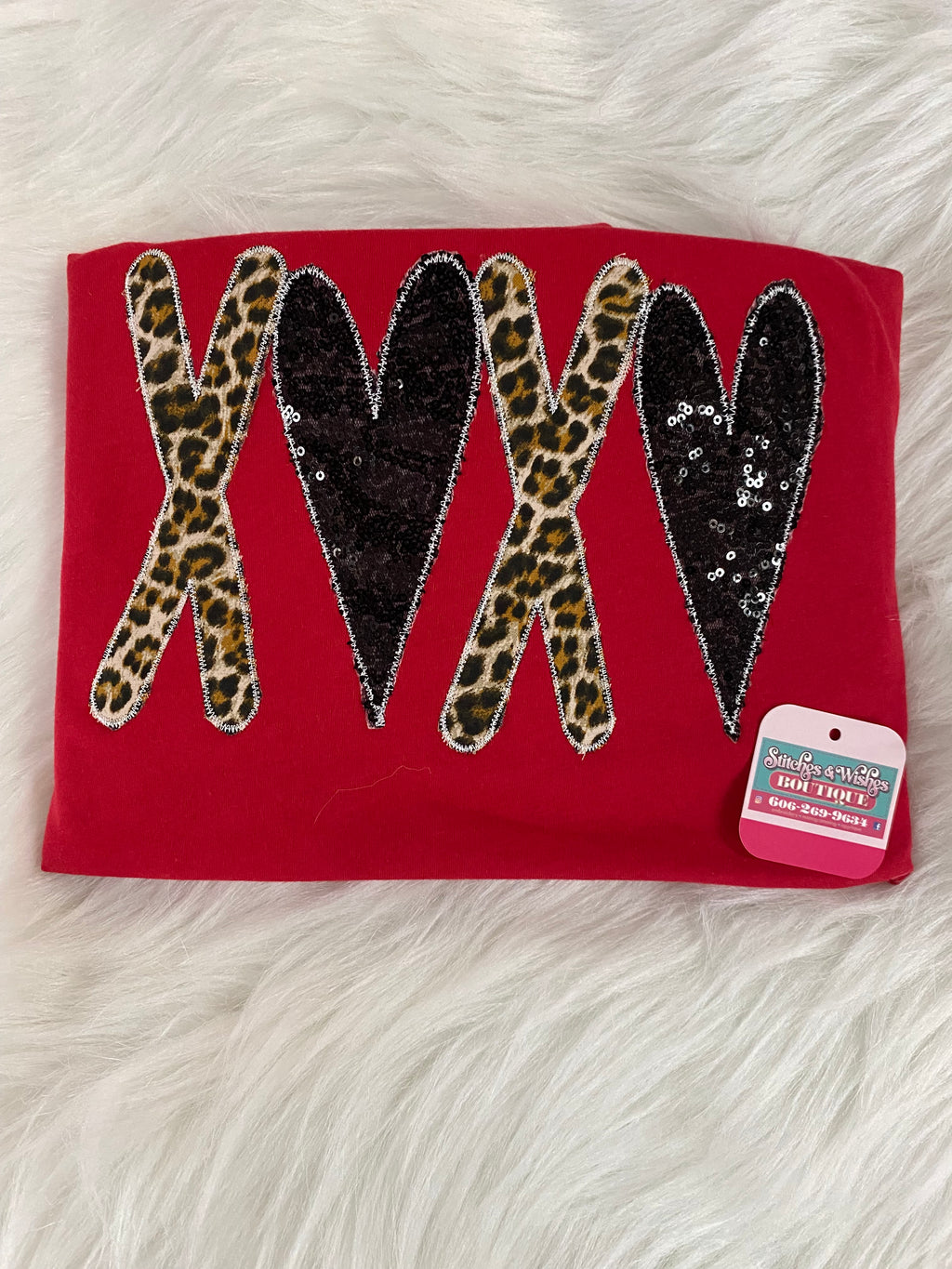 XOXO Cheetah and Black Sequence Embroidery