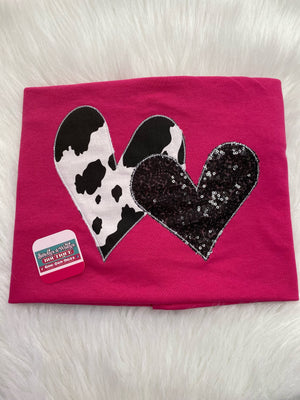Black and White Cow print and Black Sequence Embriordy