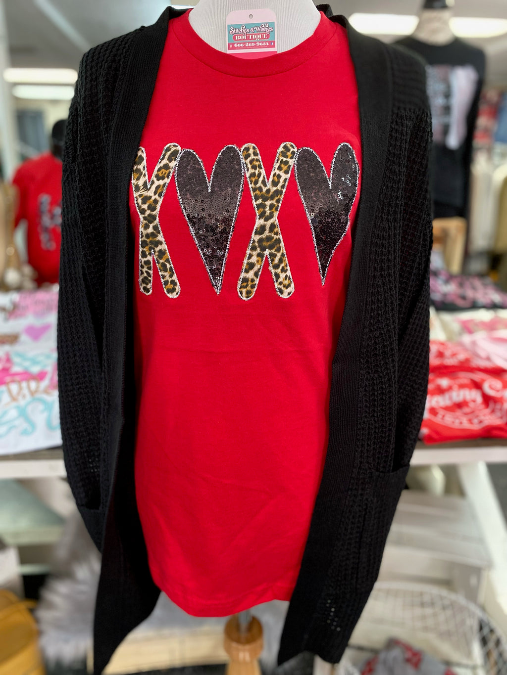 XOXO Cheetah and Black Sequence Embroidery