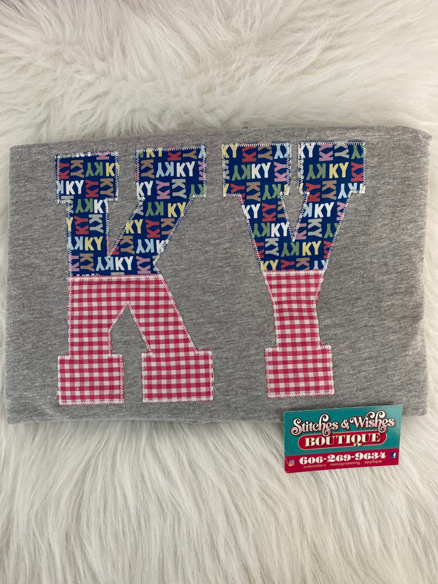 KY Split Applique TShirt Stitches and Wishes Boutique