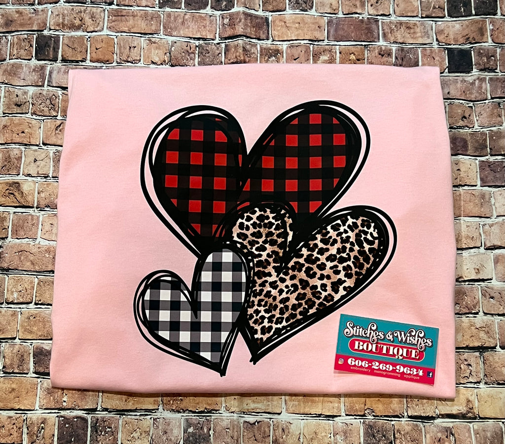 Plaid Hearts Valentine's Day T-Shirt