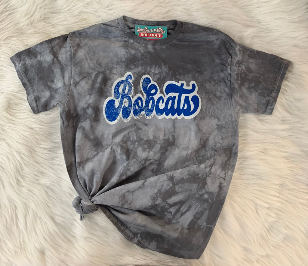 Bobcats Distressed Tie Dye Short Sleeve