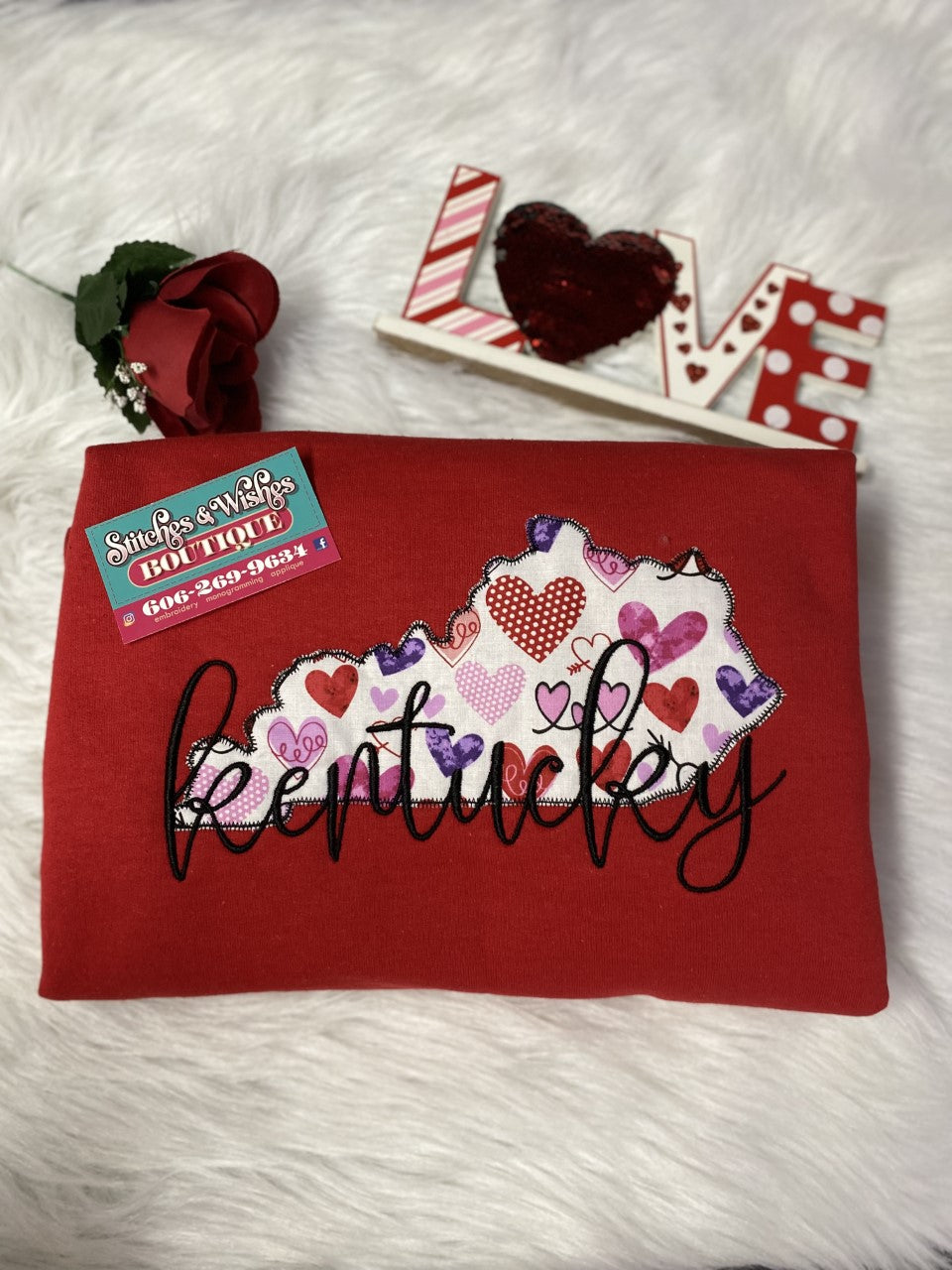 Kentucky Embroidered Hearts Pattern
